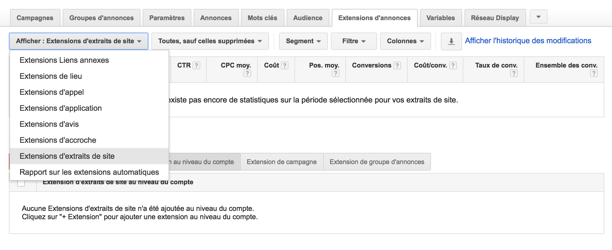 Extension extraits de site