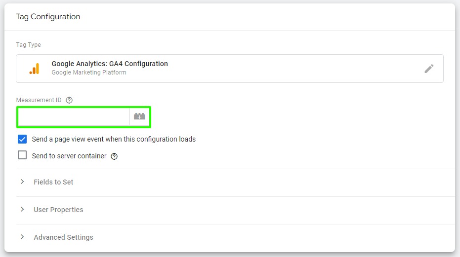 Added measurement ID in GA4 base configuration tag