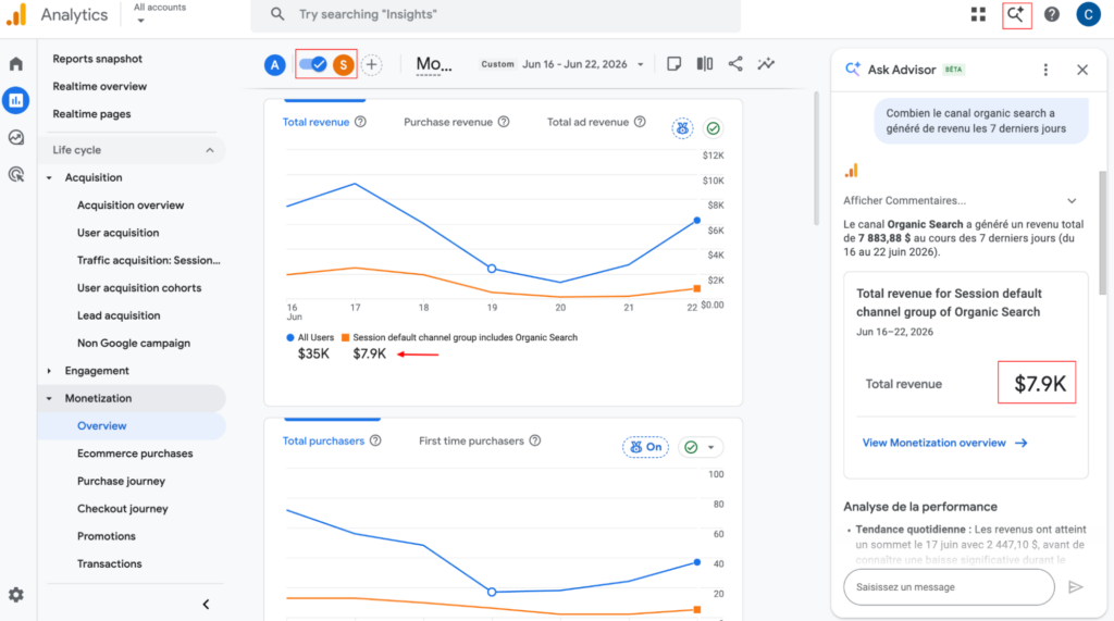 Google Analytics Ask Advisor permet d’obtenir des données spécifiques